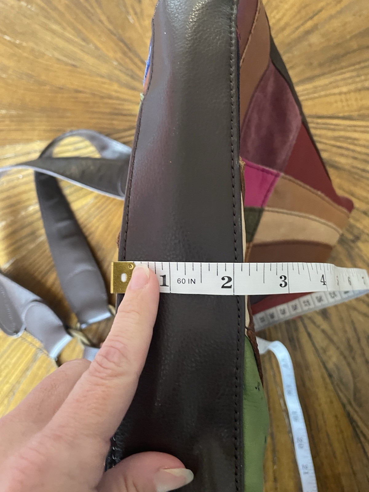 Wilsons Leather Multicolor Patchwork Shoulder Bag Brown Strap Zip Magnetic