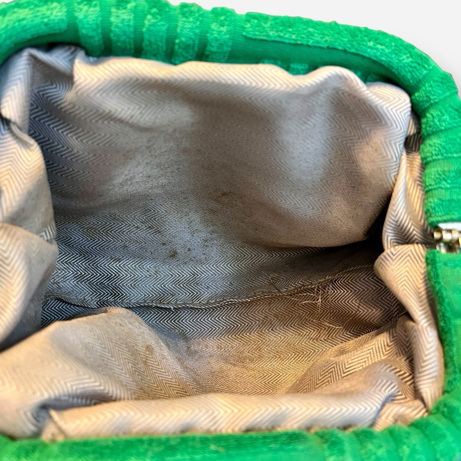 Kelly Green Terry Cloth Clutch Pouch Bag Shoulder Crossbody Strap