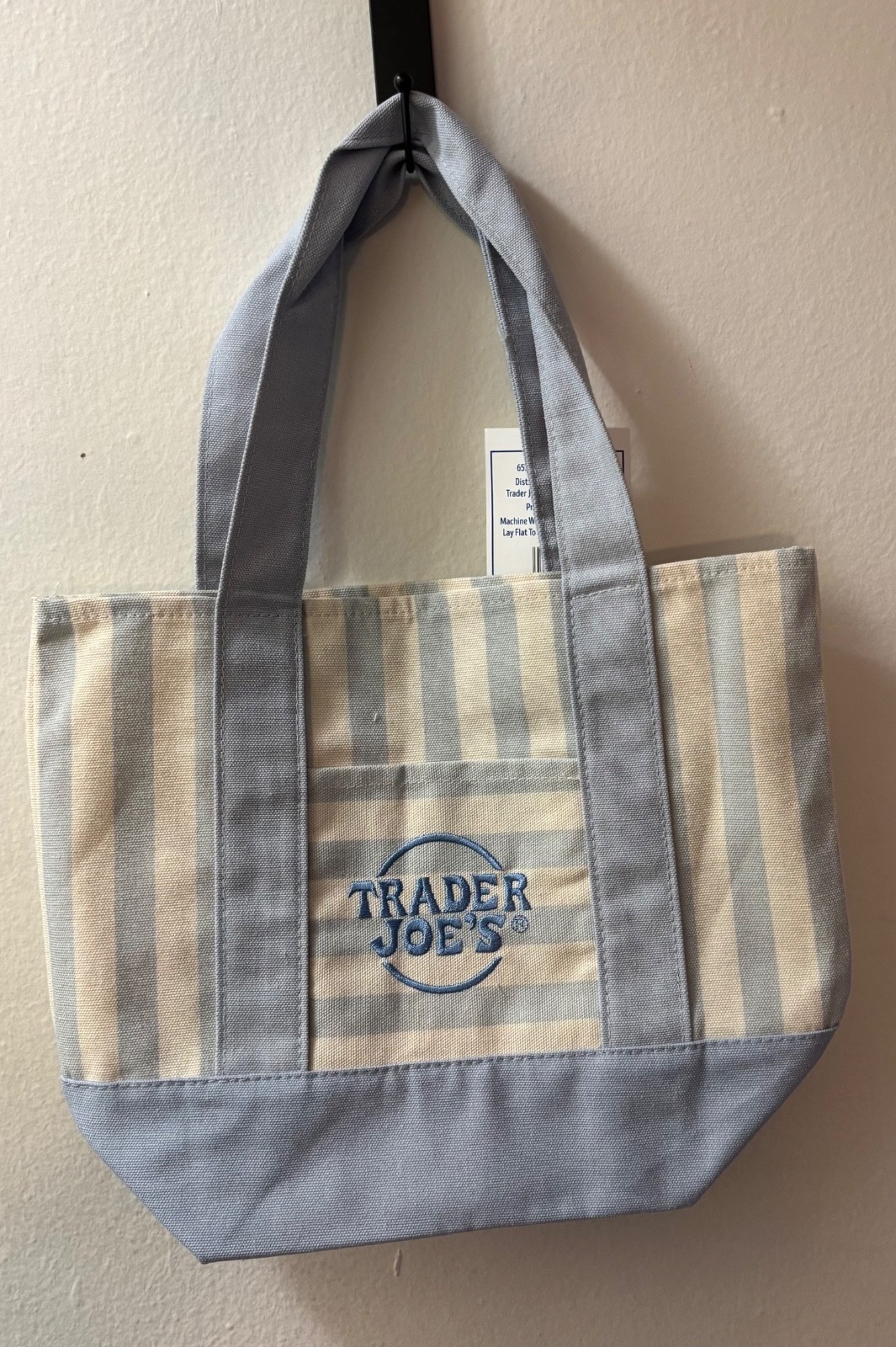 3-PACK Trader Joe’s Striped Mini Tote Bags – Mint Green, Sky Blue, Rose Pink NWT