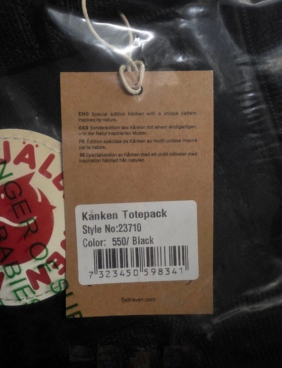 FJÄLLRÄVEN – KANKEN Totepack Laptop Backpack Black 23710
