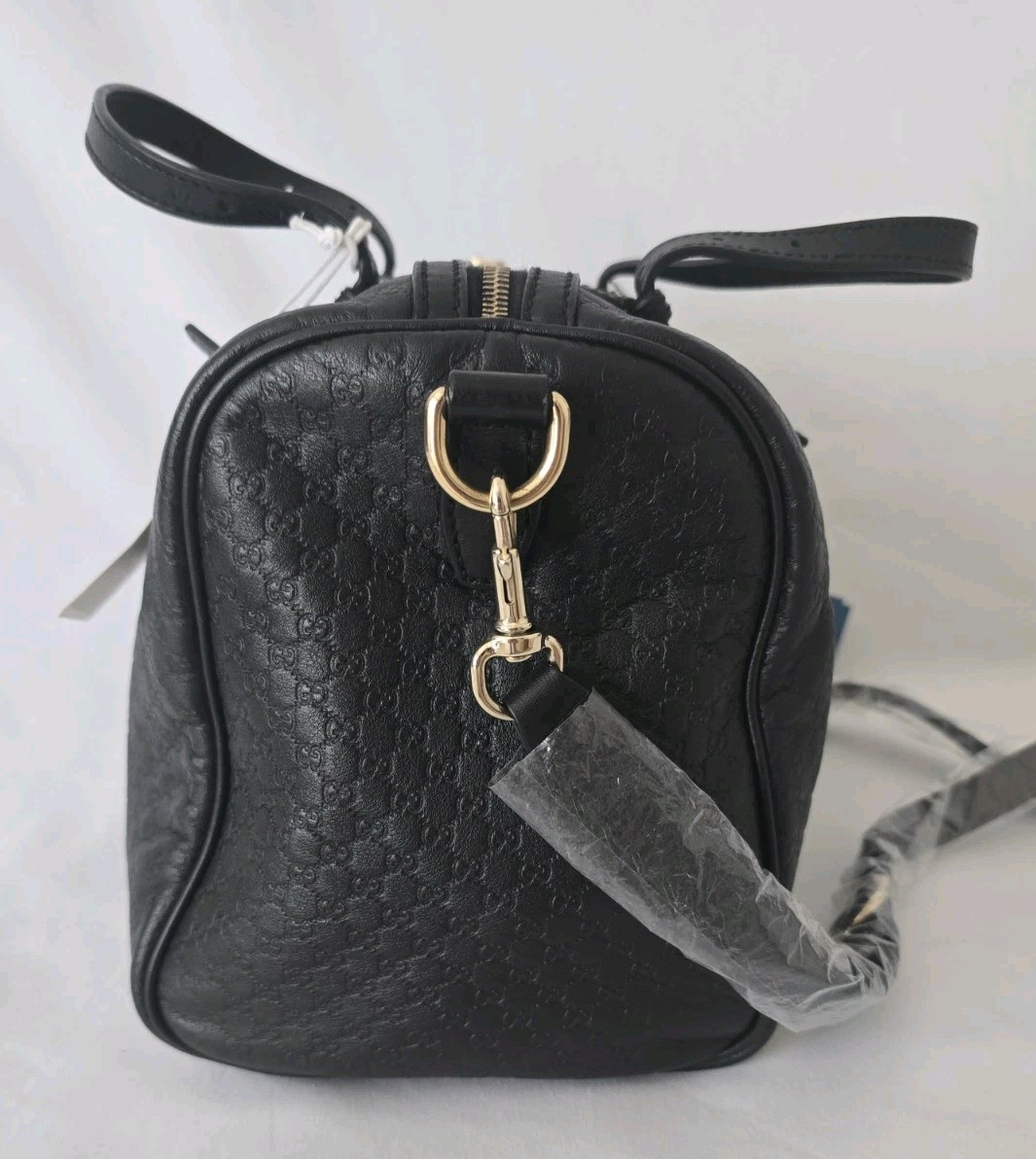 Gucci Microguccissima Black Leather Shoulder Bag Boston Satchel Crossbody