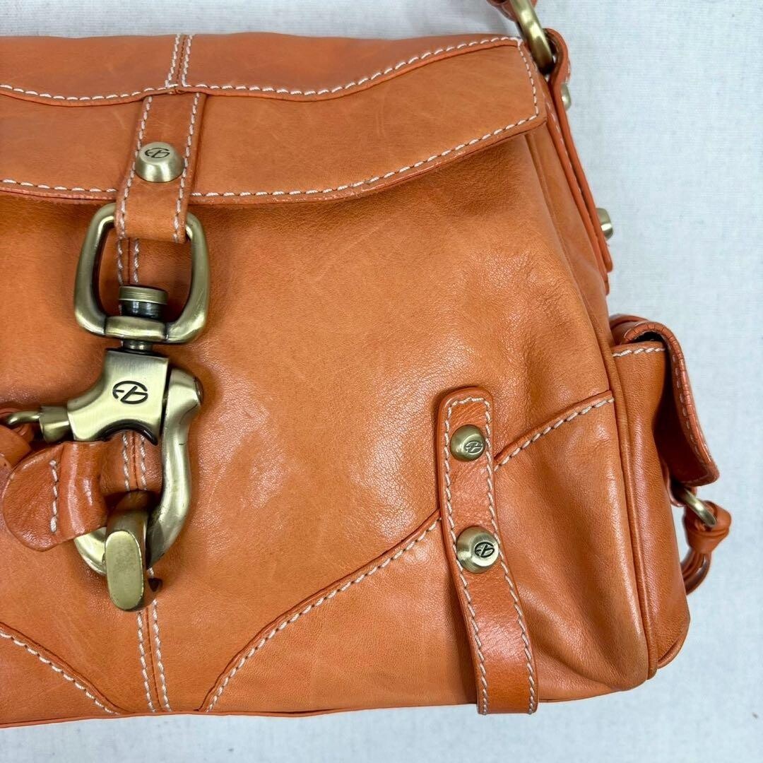 Francesco Biasia Secret Love Orange Leather Y2K Shoulder Bag Braided Strap Auth