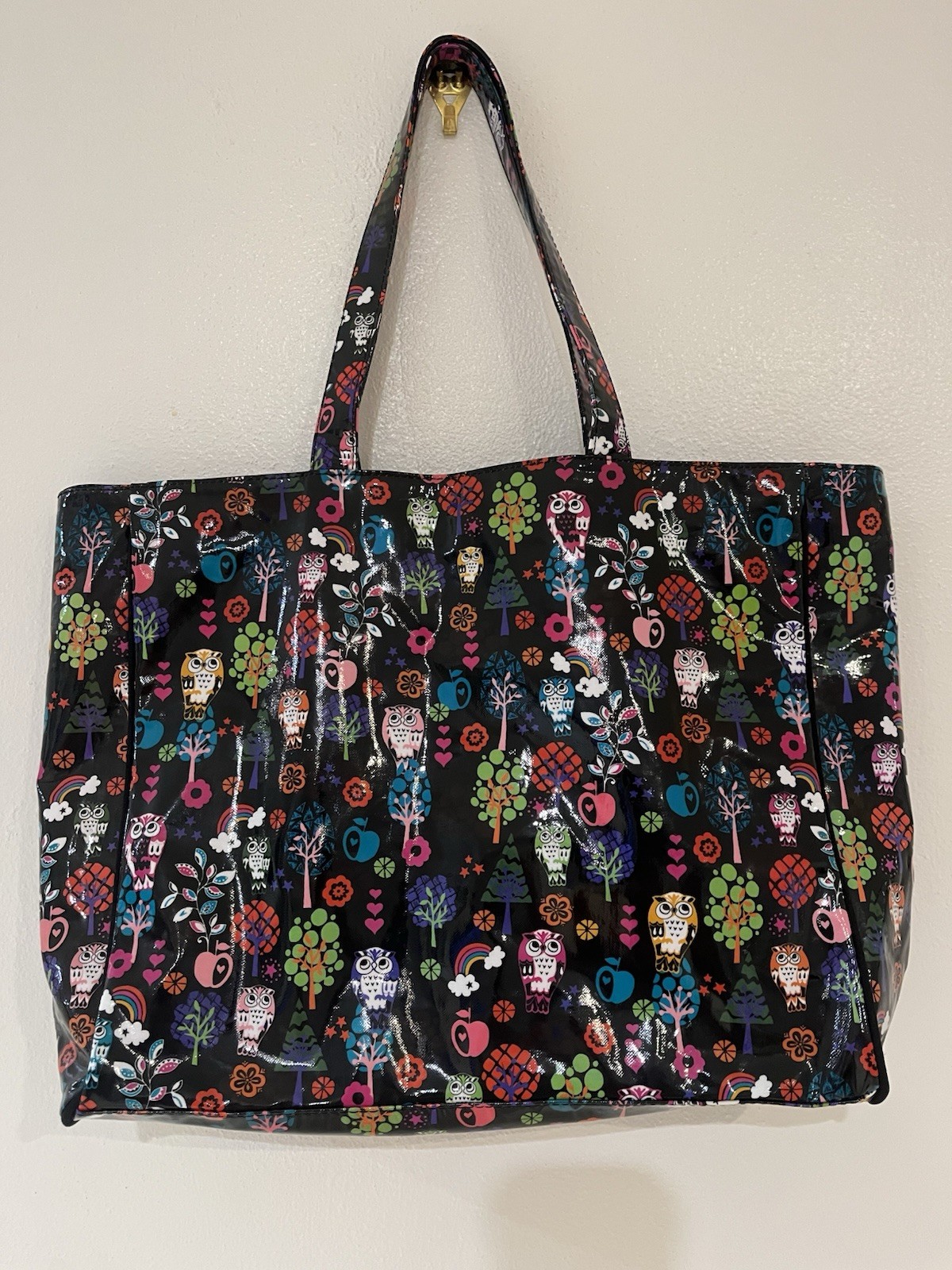 Paperchase Shoulder Bag Multicolor PVC Owl Chick Large Tote Nylon Lined