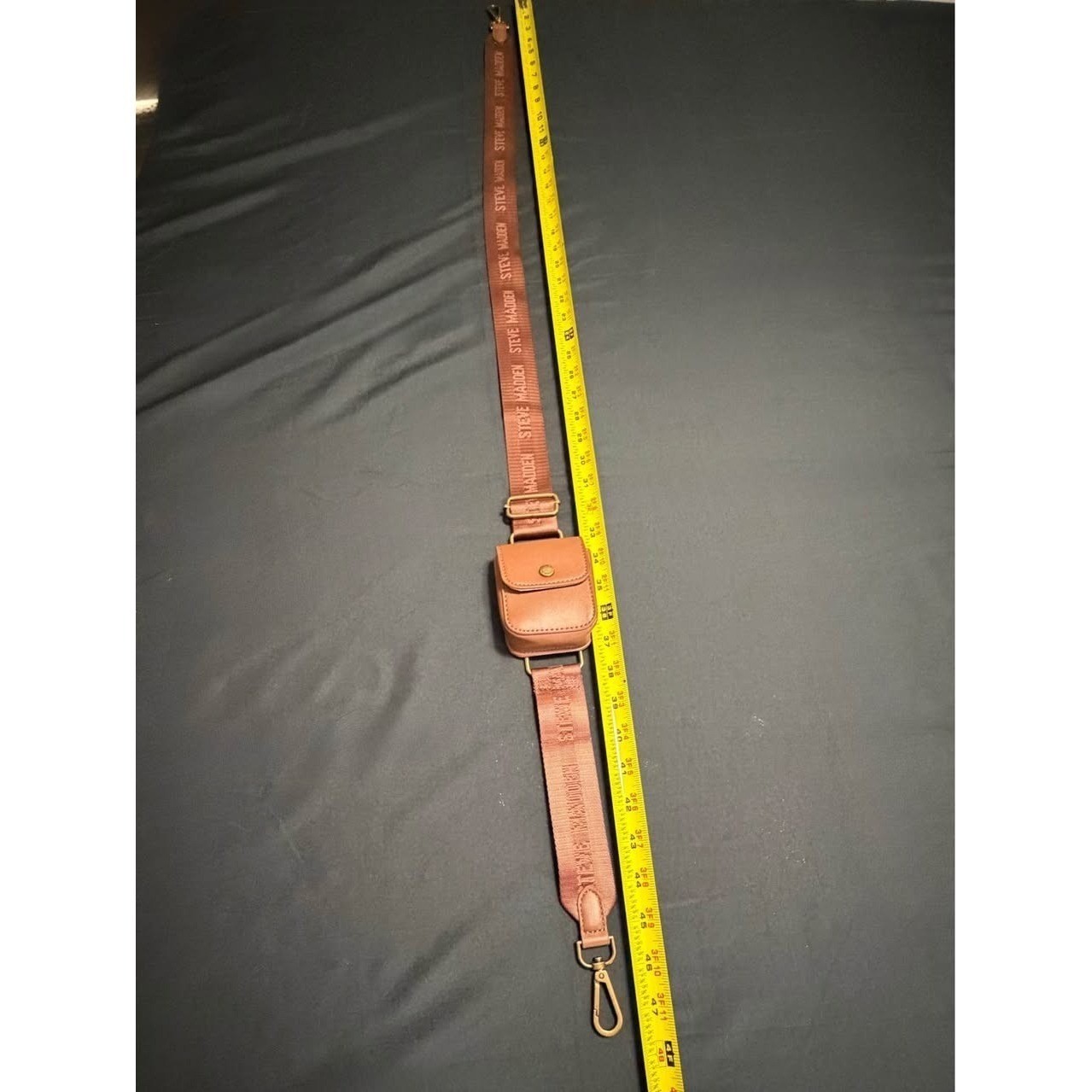Steve Madden Logo Crossbody Bag Strap Removable Utility Pouch Cognac Tan