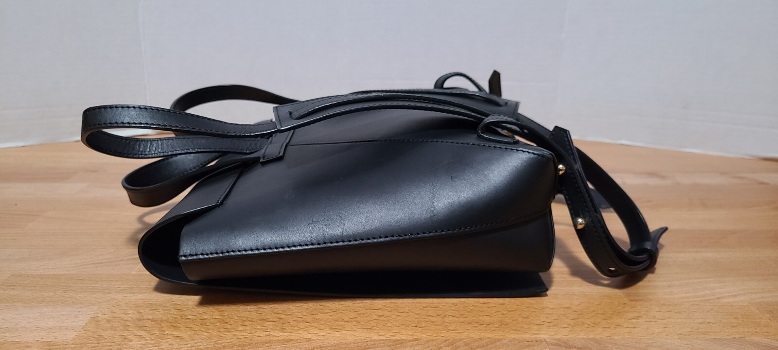 Janessa Leone Black Leather Backpack Tote Made In Spain 9.5″x9″x3″