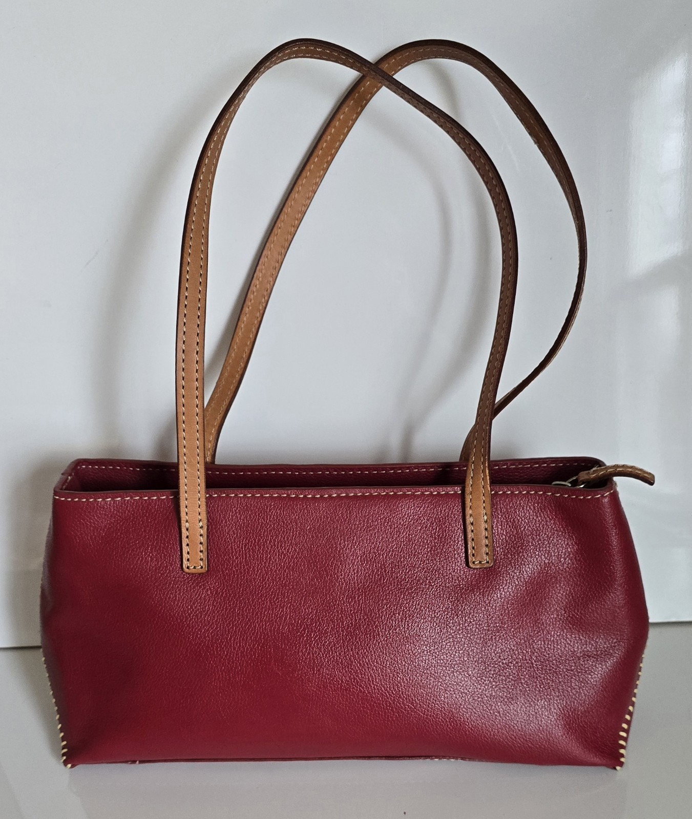 Ann Taylor NWT Red Leather Shoulder Bag Zip Top Handbag Purse