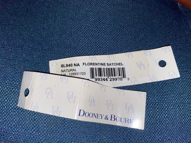Dooney & Bourke Large Florentine Natural Leather Satchel w/Crossbody Strap