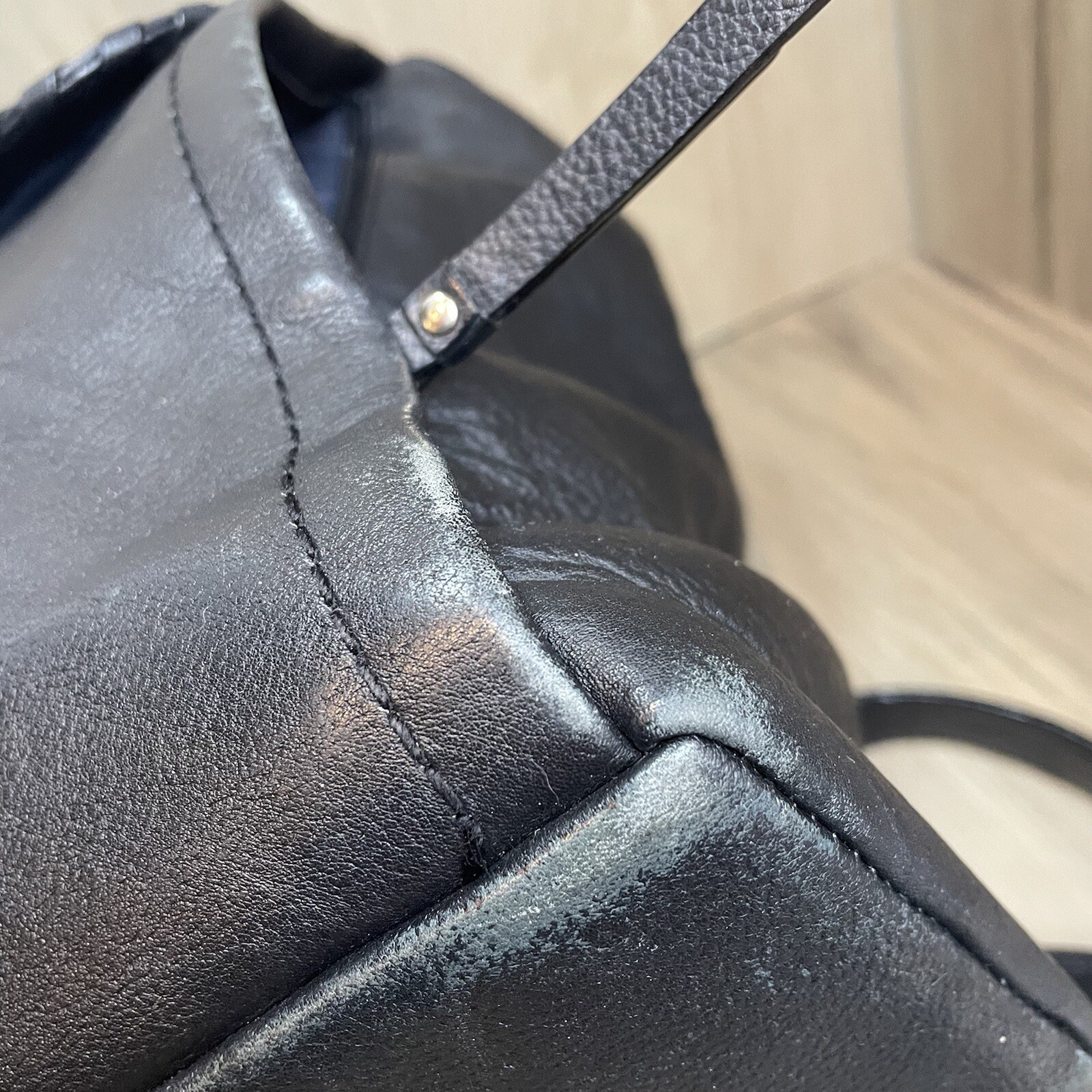 Cole Haan Black Pebble Leather Backpack 12”x14”x5”