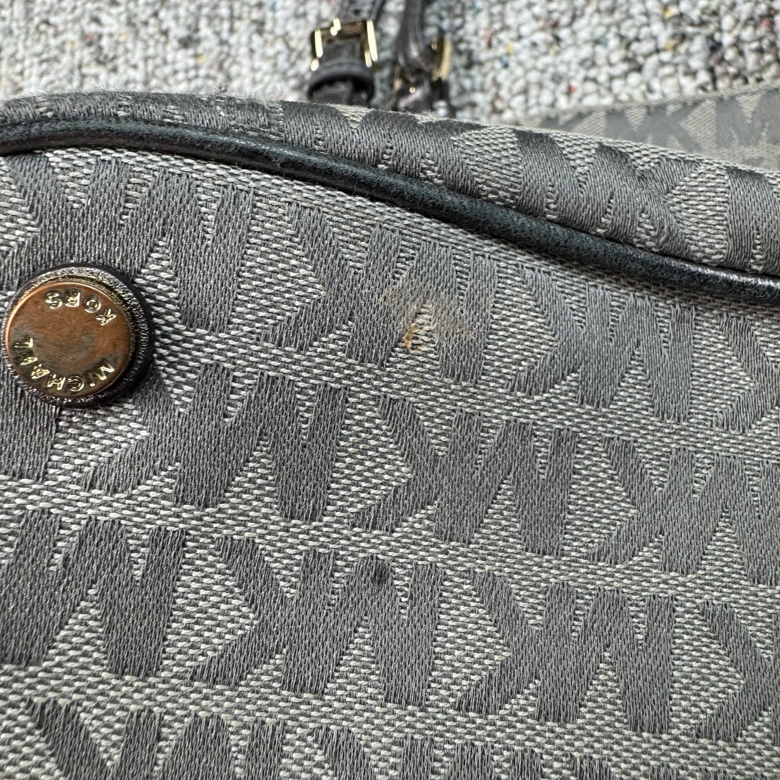 Michael Kors Signature Canvas Shoulder Tote Bag Preppy Shopping Casual