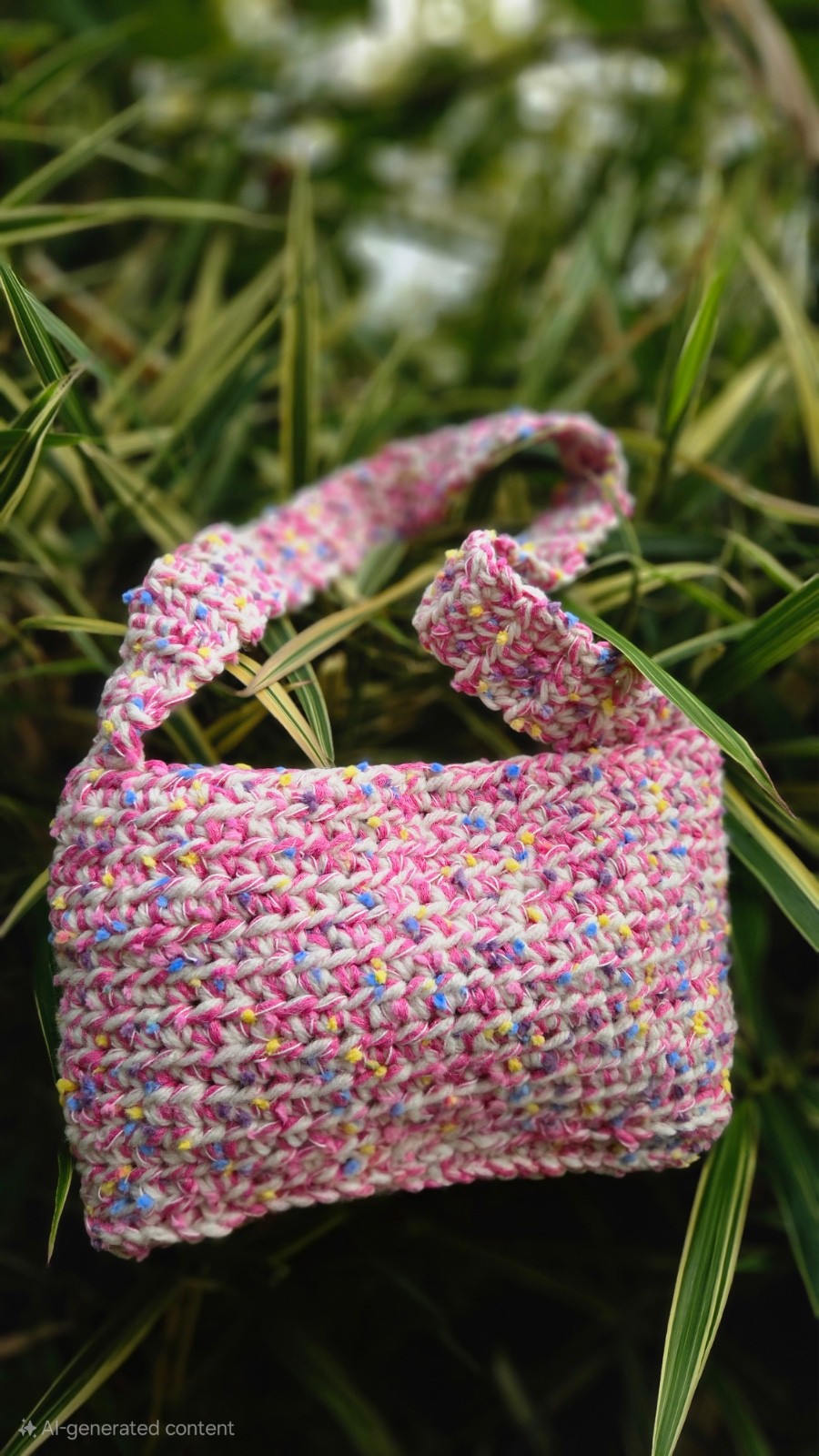 Handmade Crochet Shoulder Bag – Colorful Speckled Yarn – Soft & Stylish Accessor