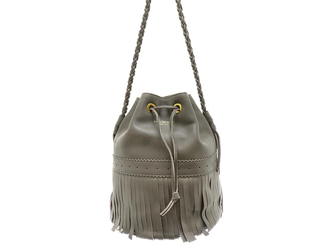 JandM Davidson Fringe Medium Carnival 2WAY Bag Shoulder Bag Leather Gray #DB1550
