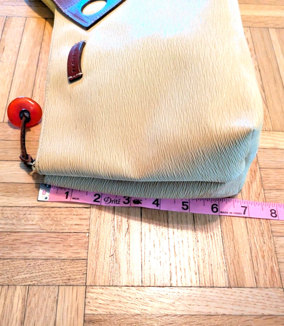 Nannini Firenze Purse Handbag Womens Yellow Artisan Wristlet Leather Handle
