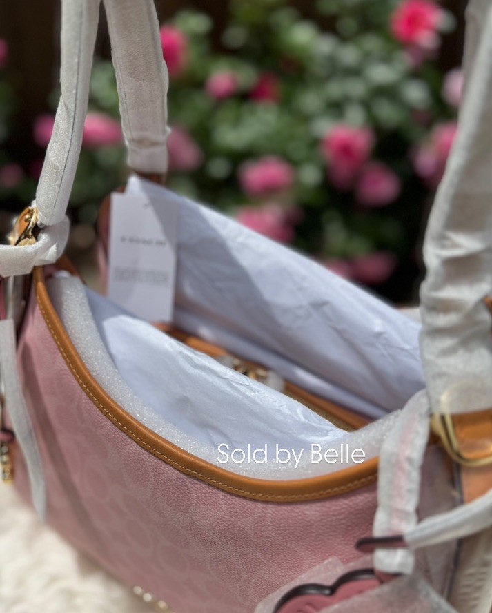 NWT Coach Erin Powder Pink Shoulder Bag In Signature Canvas With Charms