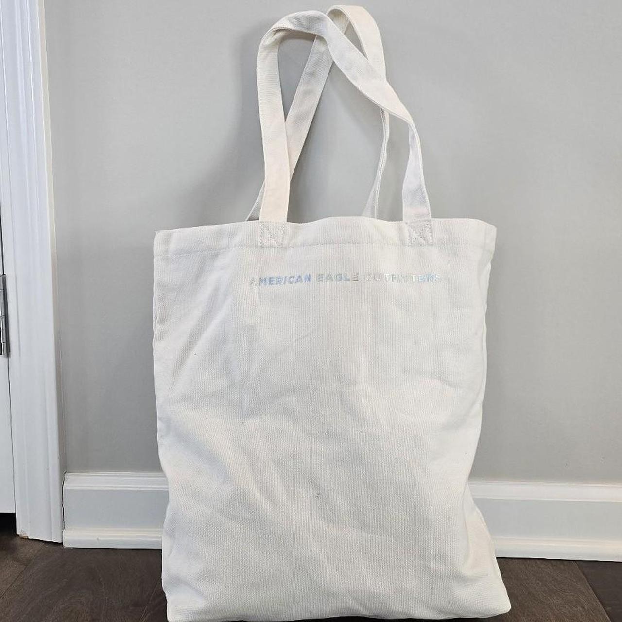 American Eagle Outfitters Holographic Canvas Cream Tote Shoulder Bag