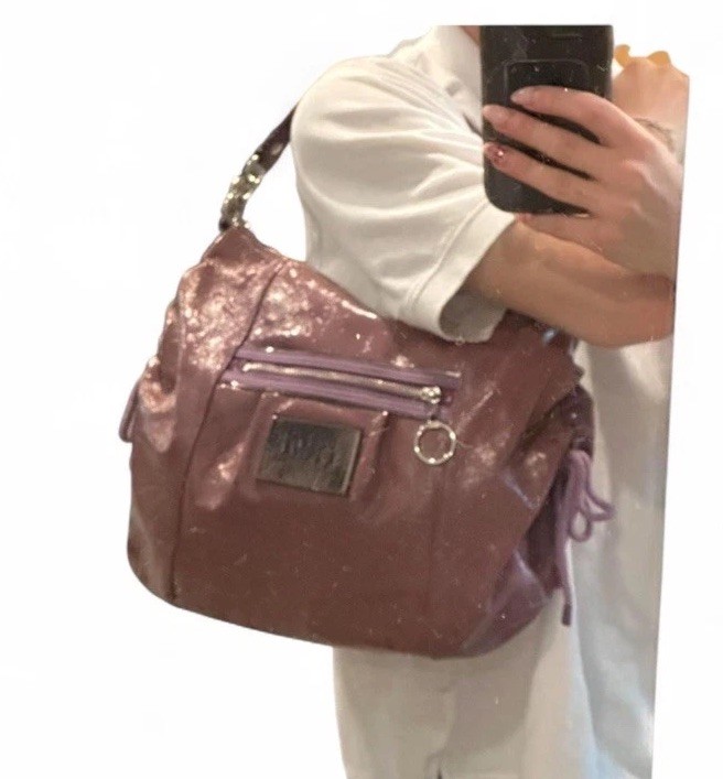 Coach Poppy Liquid Patent Leather Purple Shoulder Crossbody Bag 2010s Indie
