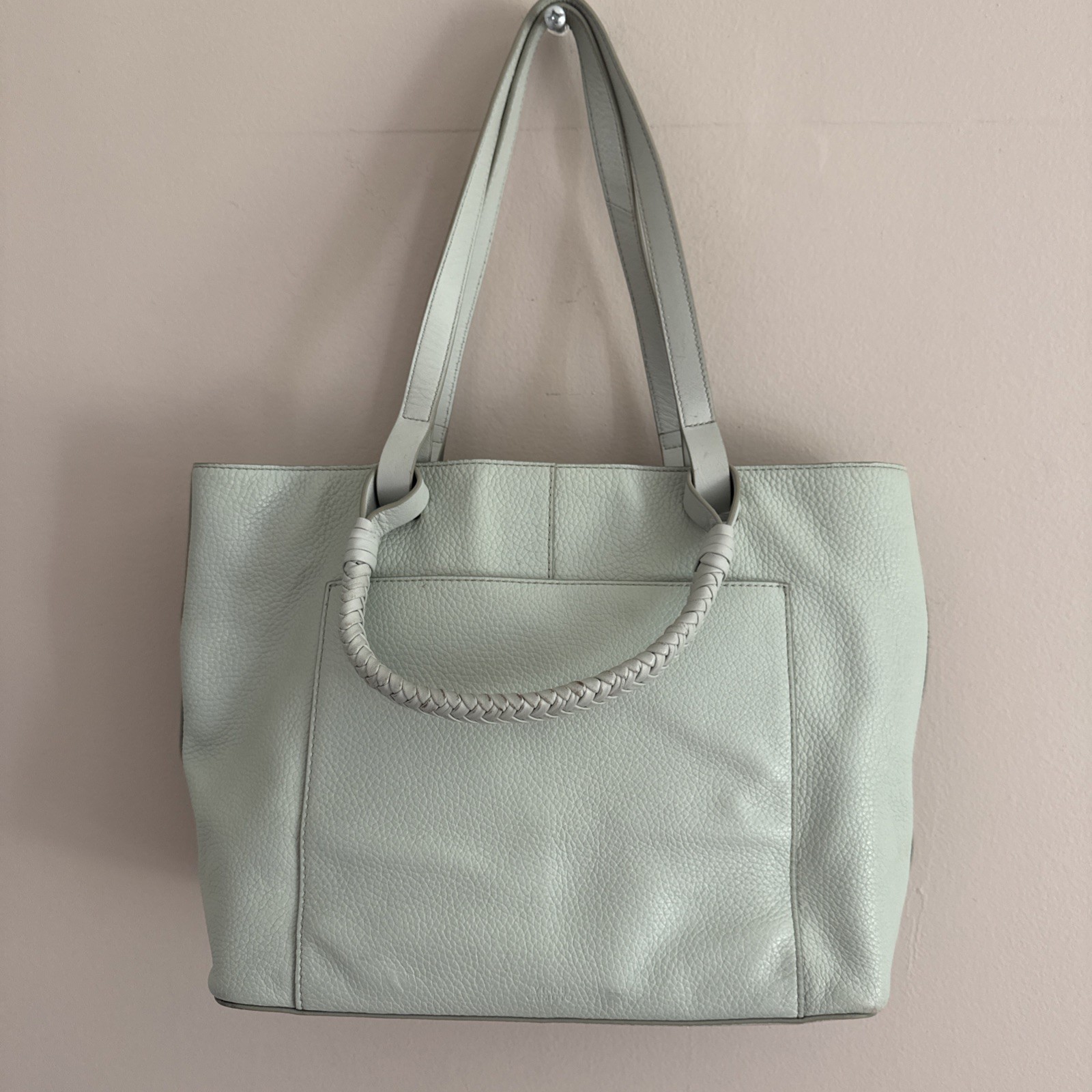 Vince Camuto Slone Leather Shopper Tote – Slone- Cool Mint Pre Owned