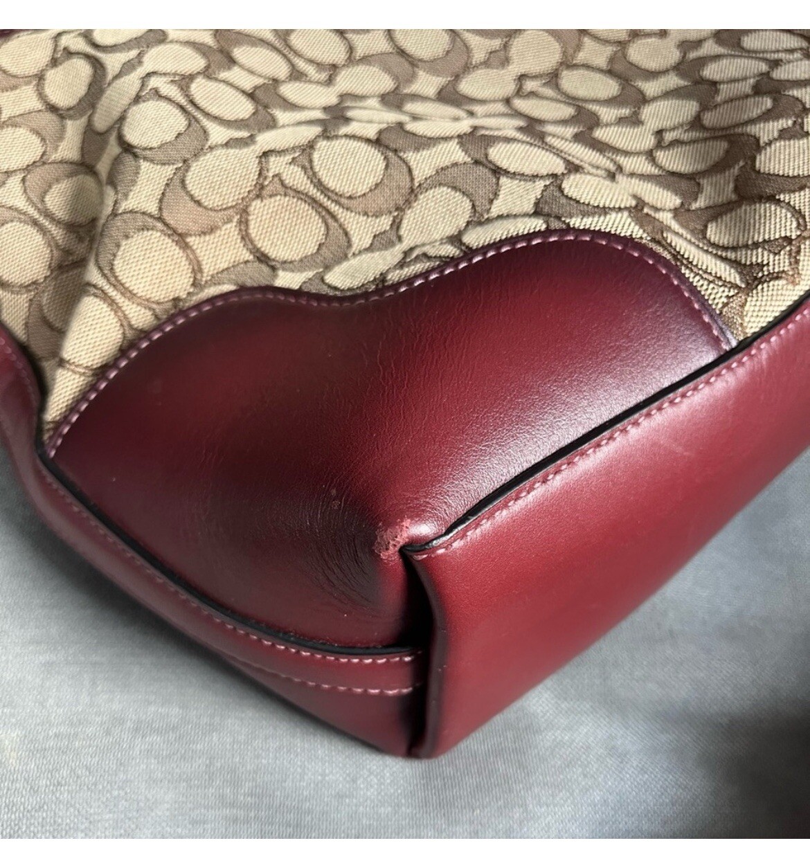 Coach Hobo Ivie Jacquard And Burgundy Leather Bag Authentic No Tag