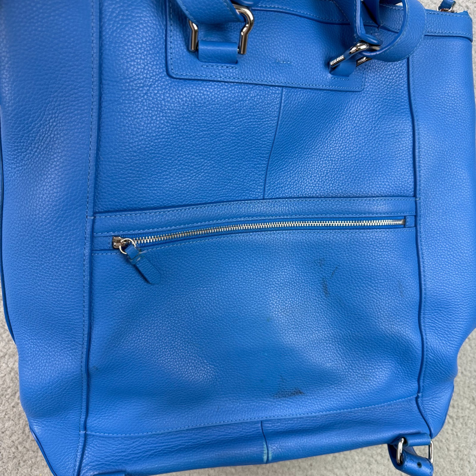 Cole Haan Backpack Blue Grand Series Convertible Shoulder Crossbody Leather Bag