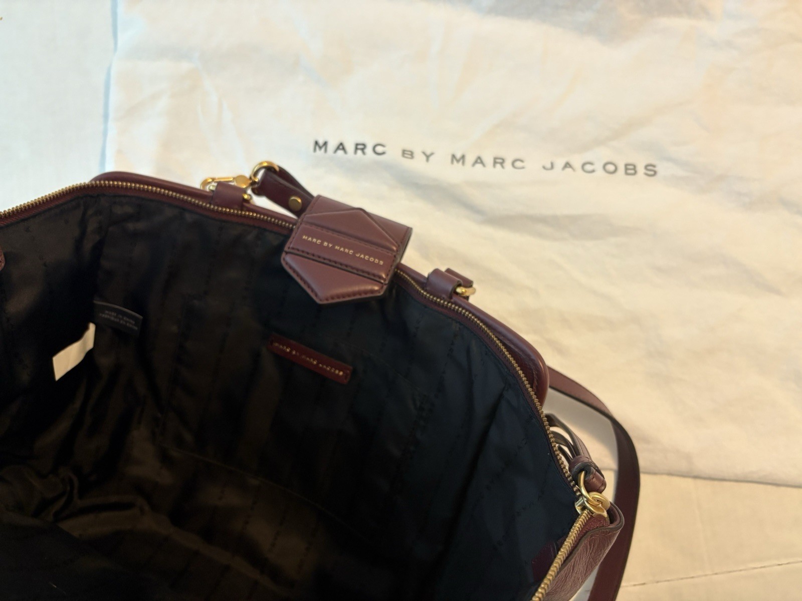 Marc By Marc Jacobs Satchel Flipping Out Top Handle Maroon Leather Bag