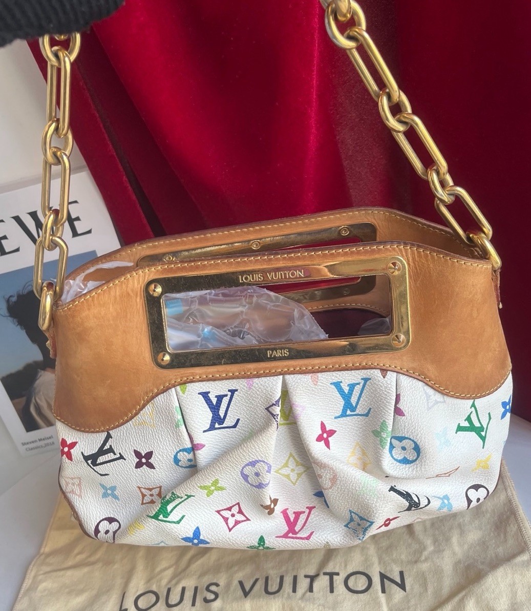 LOUIS VUITTON MONOGRAM Multicolor White Judy PM Shoulder Bag Handbag AUTH