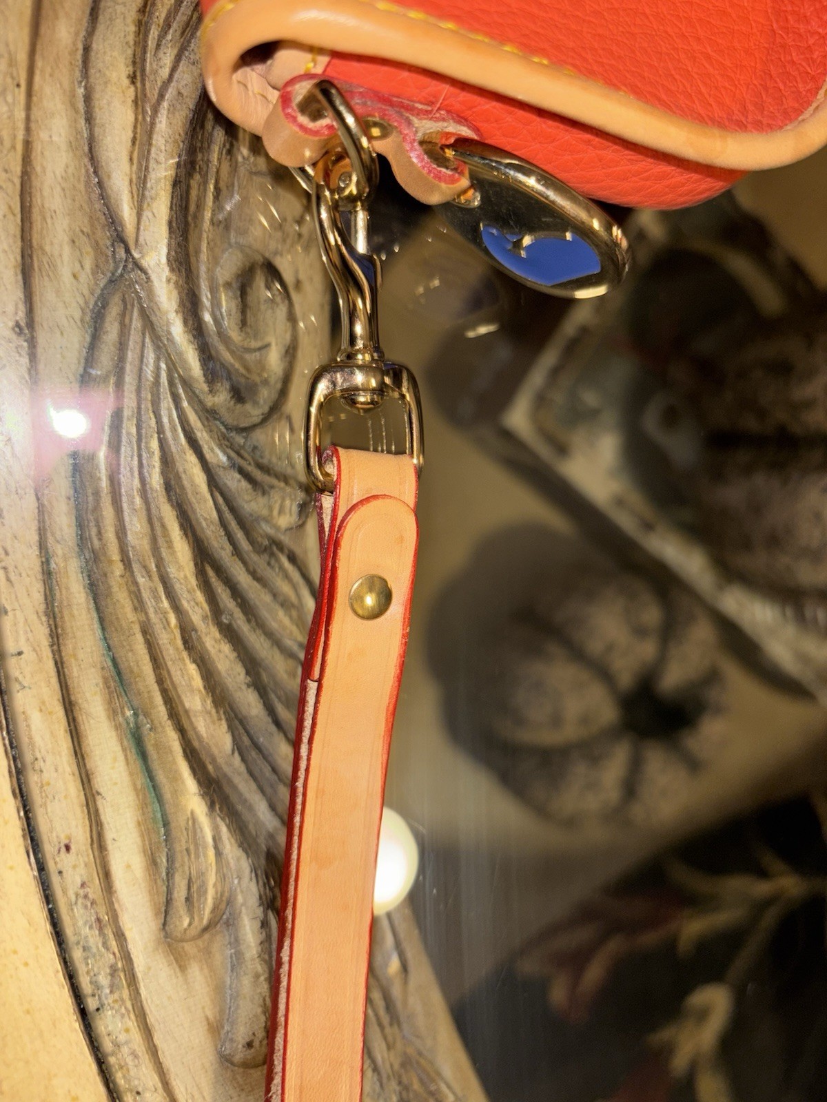 Dooney & Bourke Oncour Elba Flap wristlet in blood orange pebbled leather
