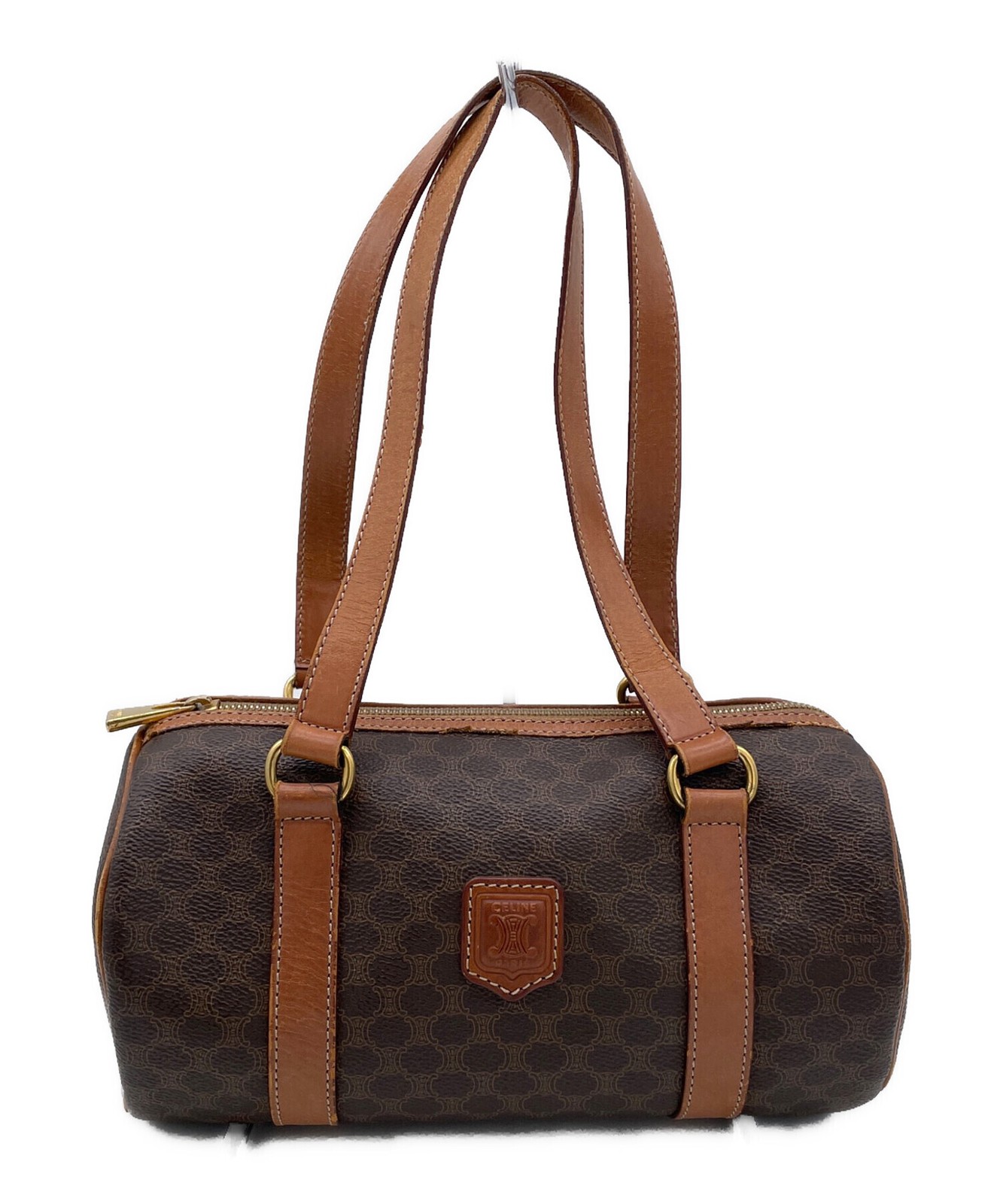 Celine Monogram Leather Handbag Shoulder Bag Gold Hardware Italy Mini bostonBag