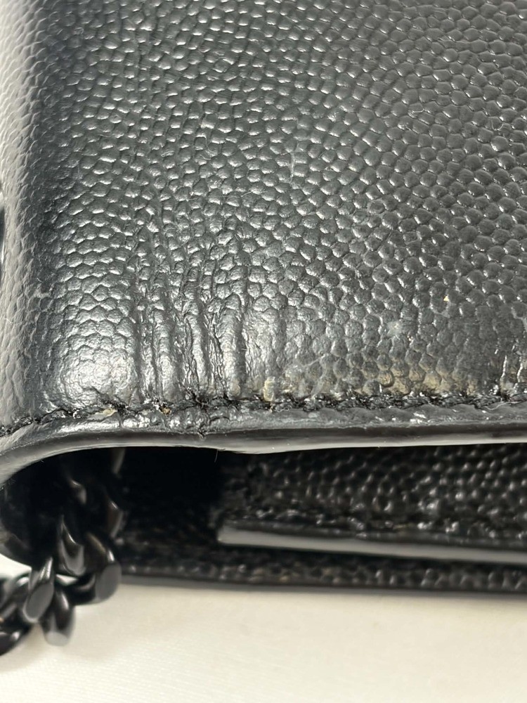 YVES SAINT LAURENT YSL Black Pebbled Leather Medium Kate Bag Purse SPB JA-367230