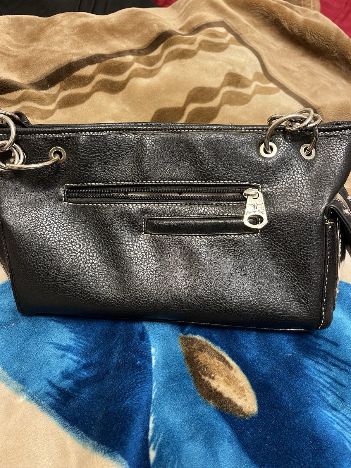 Heritage West Western Studded Sequin Satchel Top Handle Bag