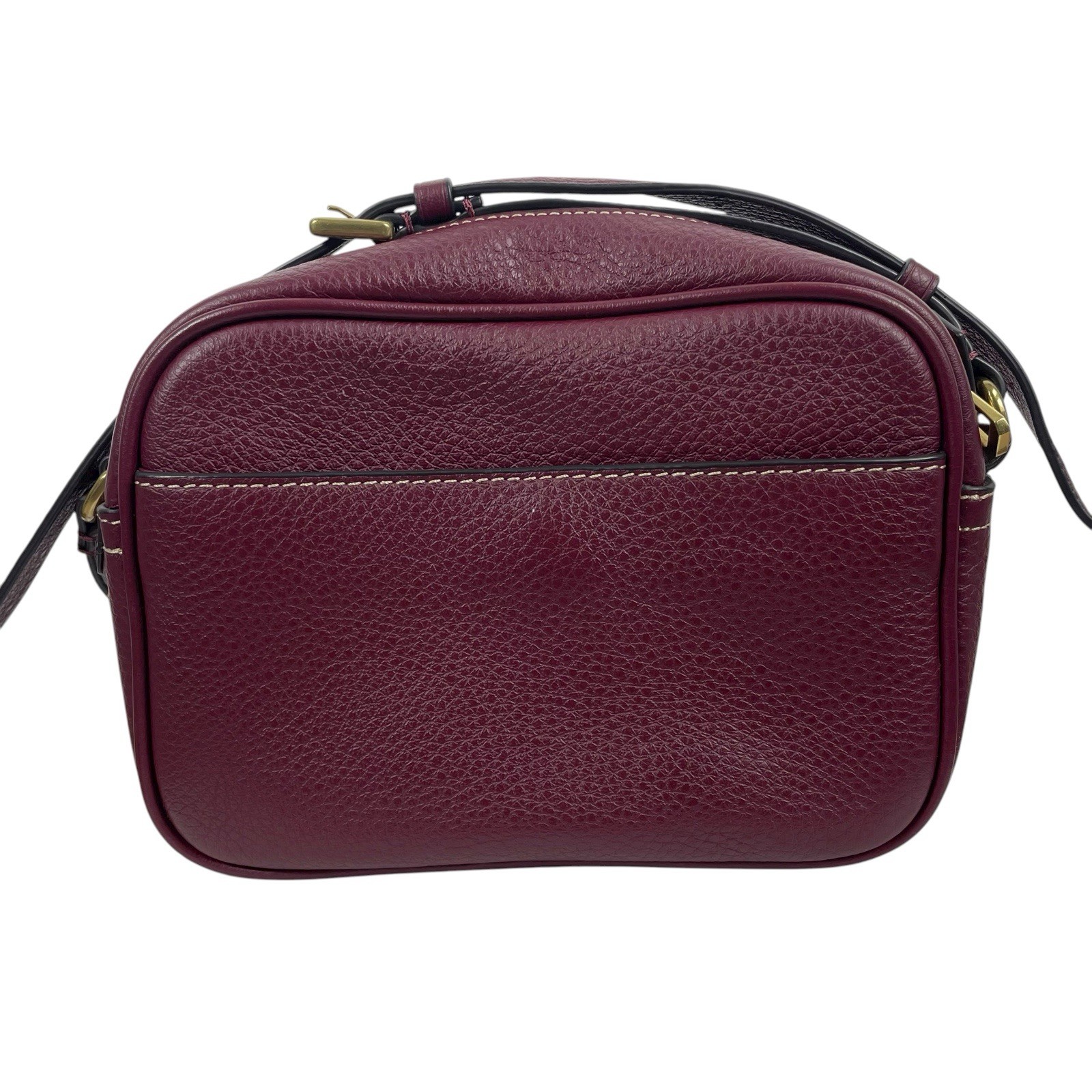 J. Crew Signet Pebble Leather Crossbody Camera Bag Burgundy Red Women