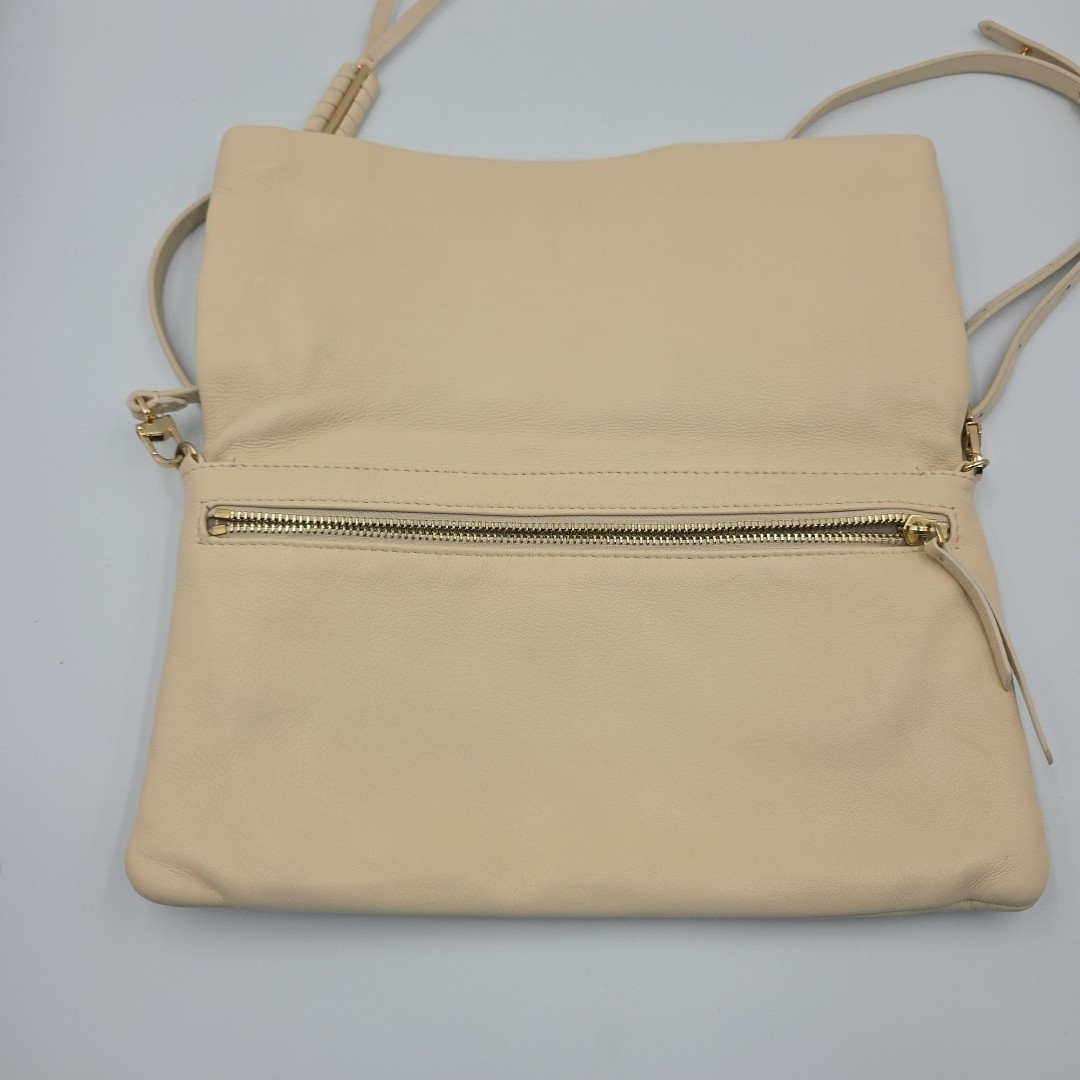 Stella & Dot Covet Waverly Clutch Crossbody Bag Beige Leather EUC