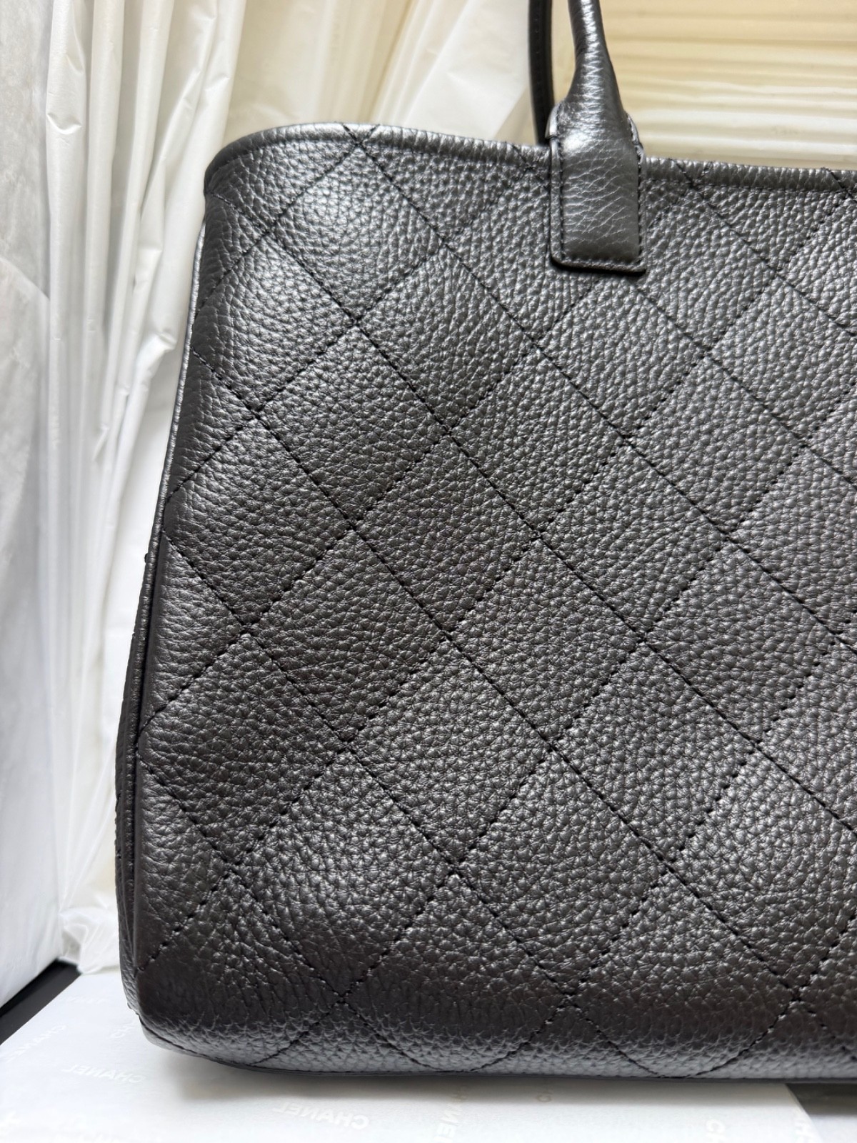 Chanel 26A Large Urban Essential East West Black Caviar Quilt Shopping Tote Bag