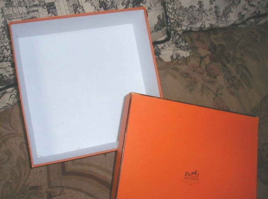 Hermes Paris Storage Box 38 36 15 cm Birkin Kelly Light Wear,Clean,Orange,empty