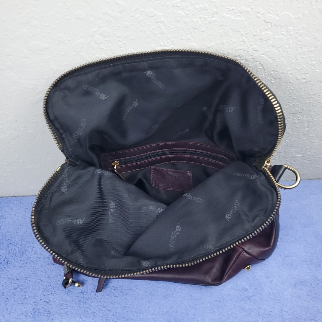 A. Bellucci Purse Burgundy Pebbled Leather Shoulder Bag Made in Italy