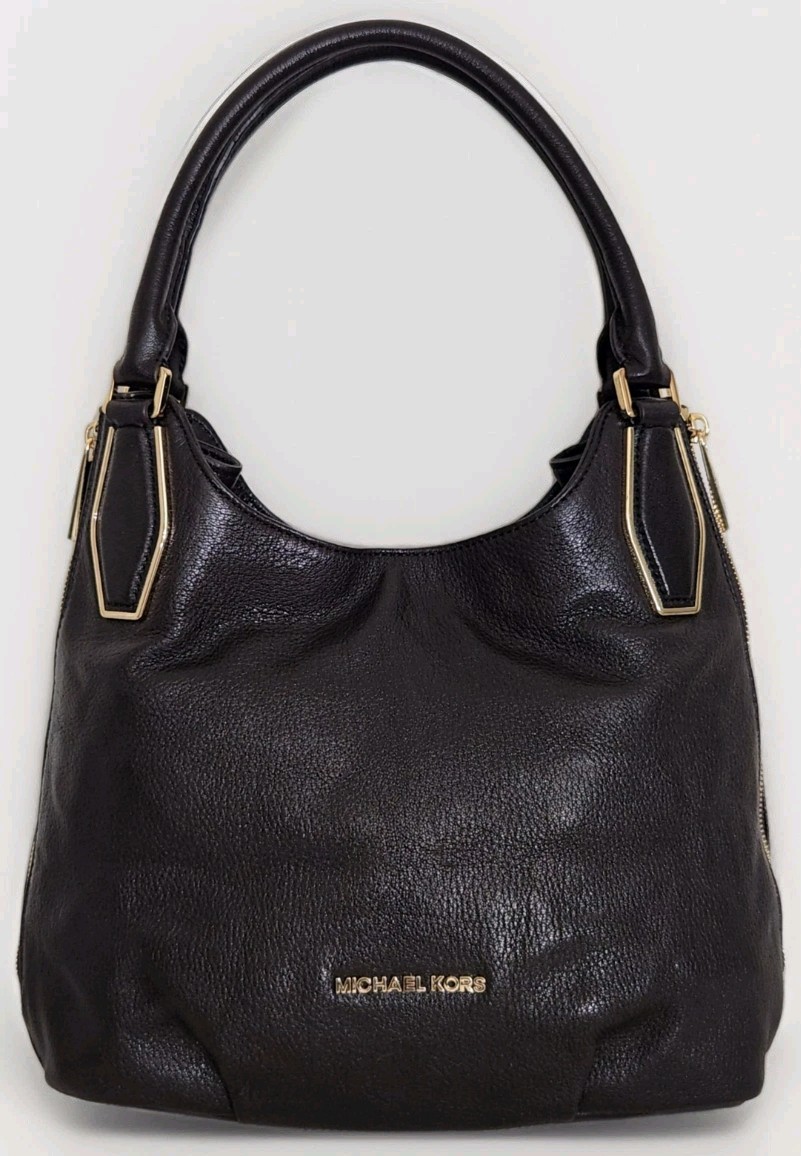 🌞MICHAEL KORS VANESSA COFFEE BROWN LEATHER GOLD SIDE ZIPPERS TOTE BAG 🌺NWT!
