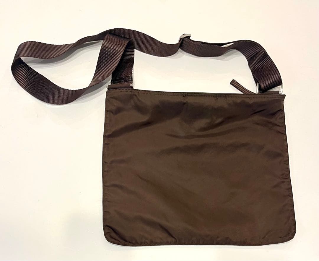 PRADA Nylon Crossbody Shoulder Body Bag Pouch Brown Strap 120cm Woman Accessorie