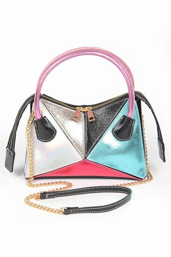 BNWT Metallic Block Color Top Handle Swing Bag Crossbody Clutch Bag