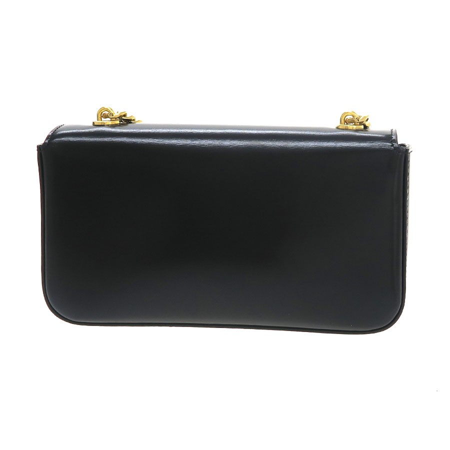 Celine Chain Shoulder Bag Claude/Shiny Calfskin 115203 Black #SAB14978