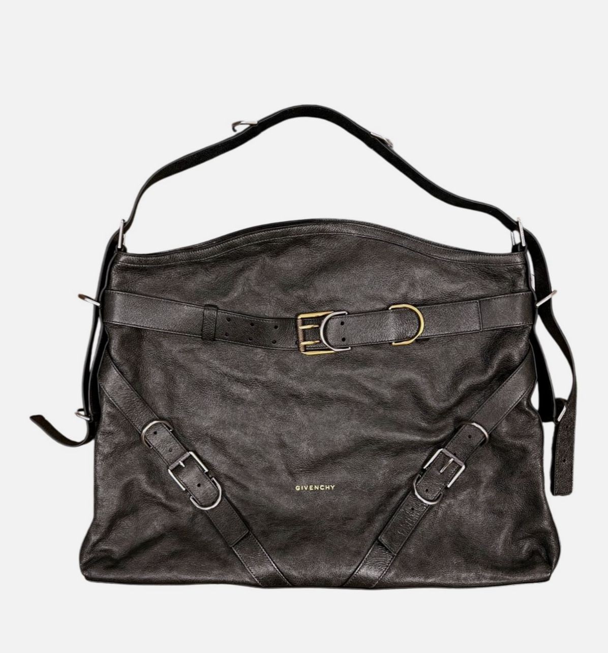Givenchy Women’s Black Voyou Hobo Leather Large Shoulder Crossbody Bag