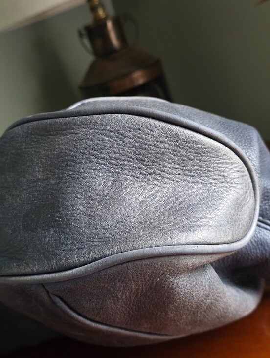 Michael Kors Braided Handle Hobo Bag Slate Blue Navy Pebbled Leather Tassel