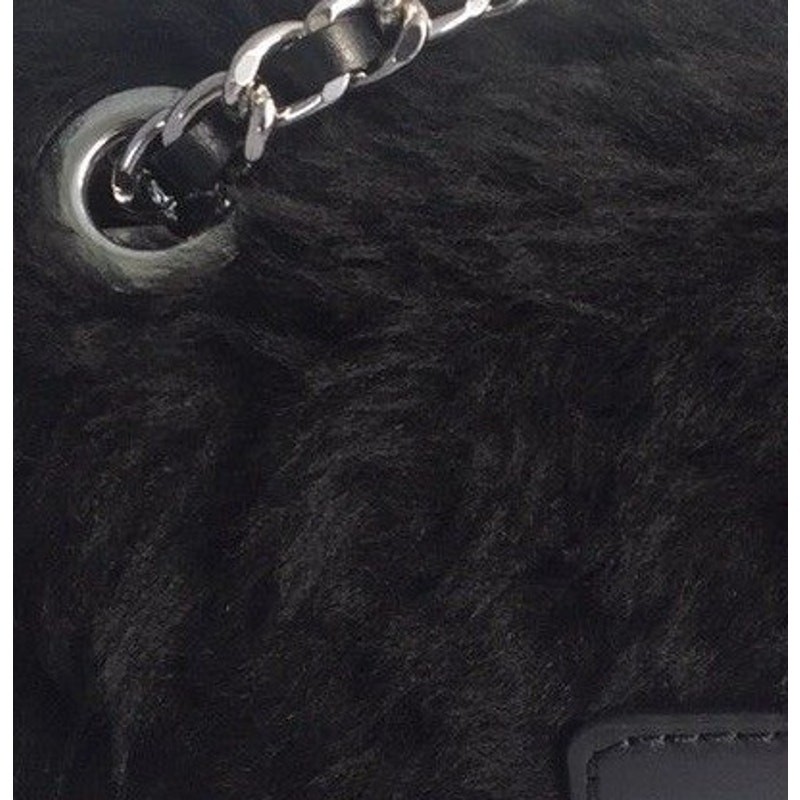 MICHAEL KORS Black Sloan Convertible Shearling & Leather Trim Chain Shoulder Bag