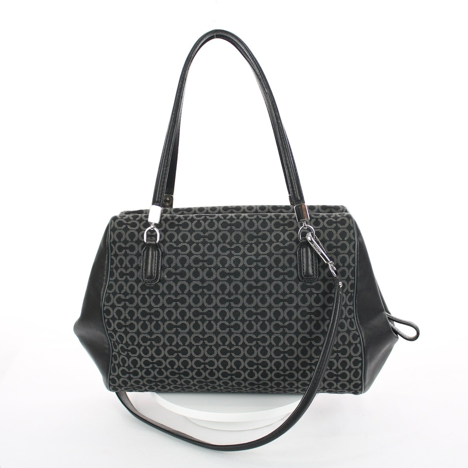 Coach Madison Madeline Black Silver Satchel Bag
