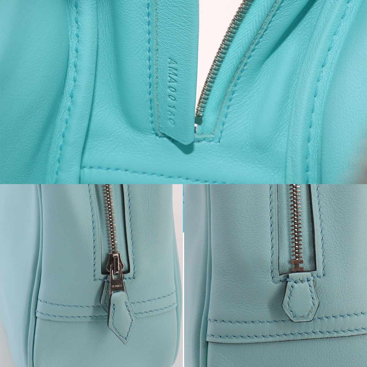 HERMES Mini Plume 20 Hand Bag Veau Swift Bleu Zephyr Purse 90329291