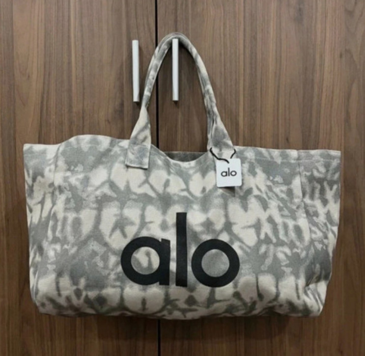 NEW YOGA Gray Tie Dye Large Canvas Tote Bag Gym Travel Carry-on