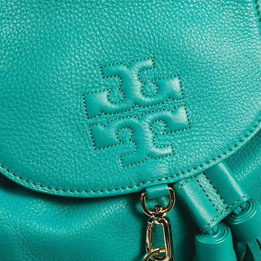 Excellent Condition Rare Color TORY BURCH Backpack Leather Turquoise Blue