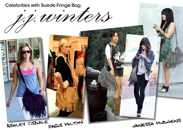 JJ Winters Vanessa CAMEL TAUPE SUEDE Fringe Crossbody BOHO WESTERN Texans Bag