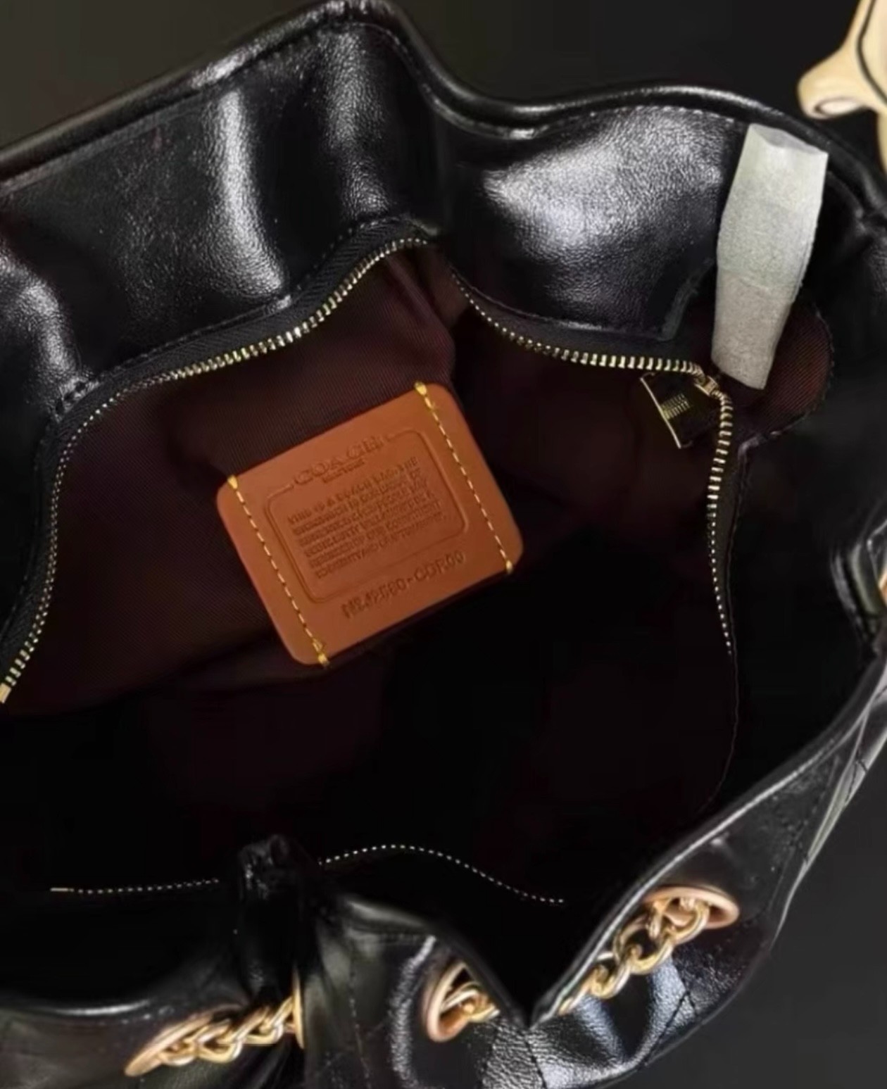 COACH CDR00 Evelyn Shoulder Bag Quilting Smooth Leather Black Gold NWT