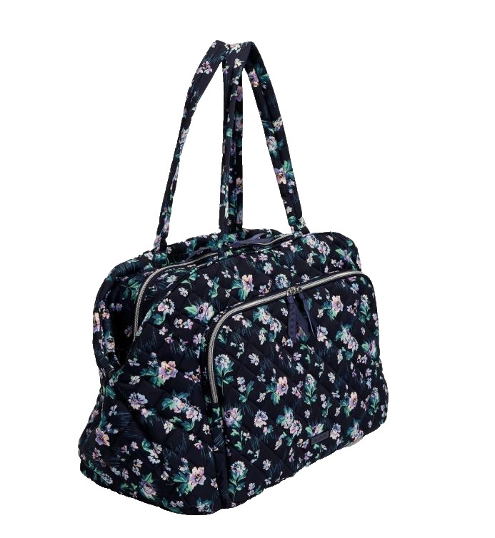 Vera Bradley Grand Weekender – Performance Twill Navy Garden $200 22 X24 X 9 NWT