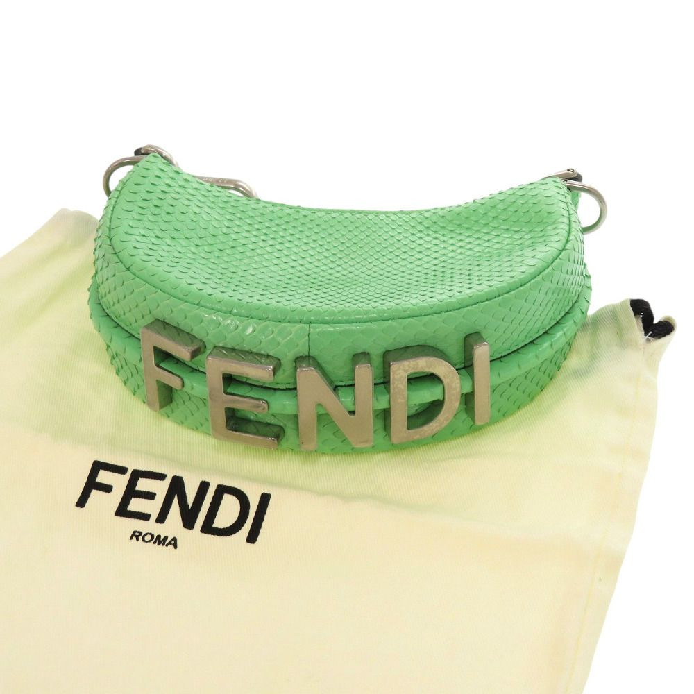 FENDI Nano Fendigraphy Green 7AS089 Mini Hobo Bag with Dust Bag from Japan Used