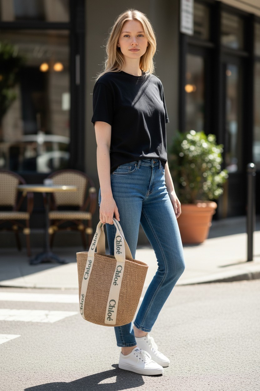 Chloé x Mifuko Large Woody Basket Tote White Fair Trade Paper NWT