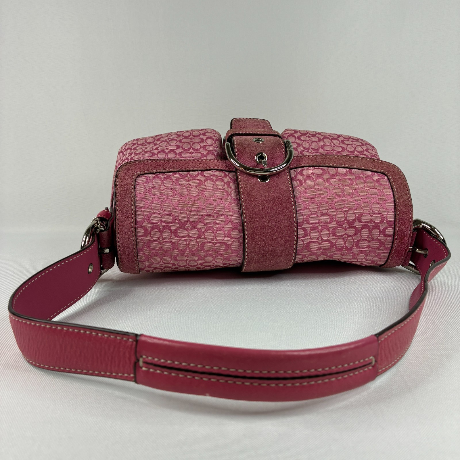 Vintage Coach Pink Soho Signature Shoulder Bag A05U 1444 Purse Hobo Buckles Y2K